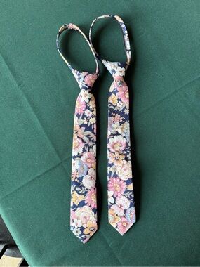 2 Navy with floral print youth ties